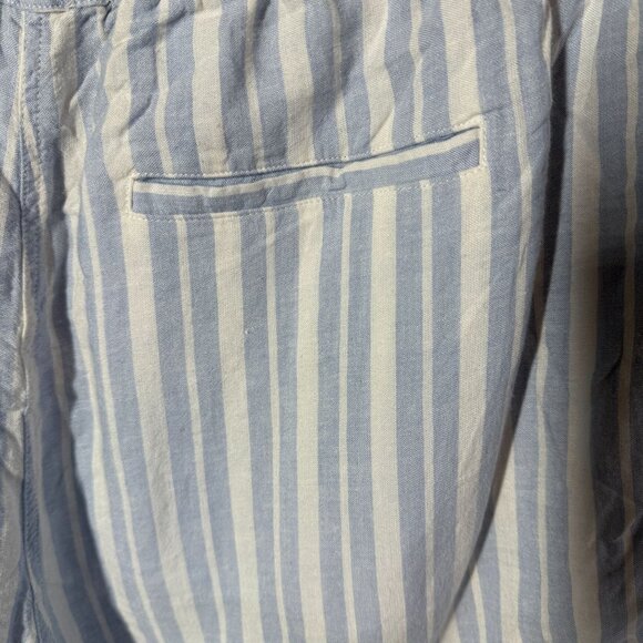 Rails Striped Paperbag Shorts Large Blue Linen Blend Flowy Lightweight Pull On - Picture 7 of 9